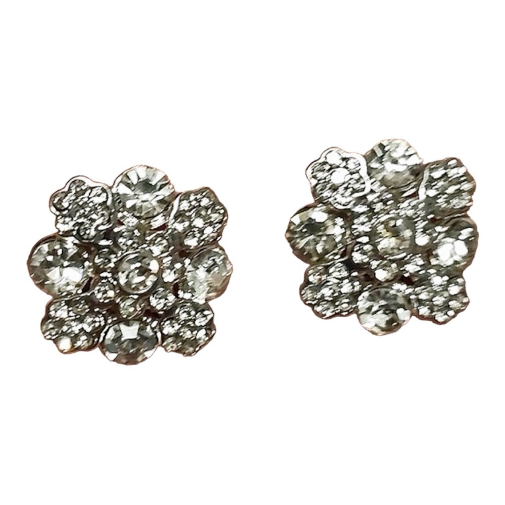 Vintage 1960’s Square Clip-On .7” Crystal Earrings Women’s Formal & Casu… - Picture 4 of 4